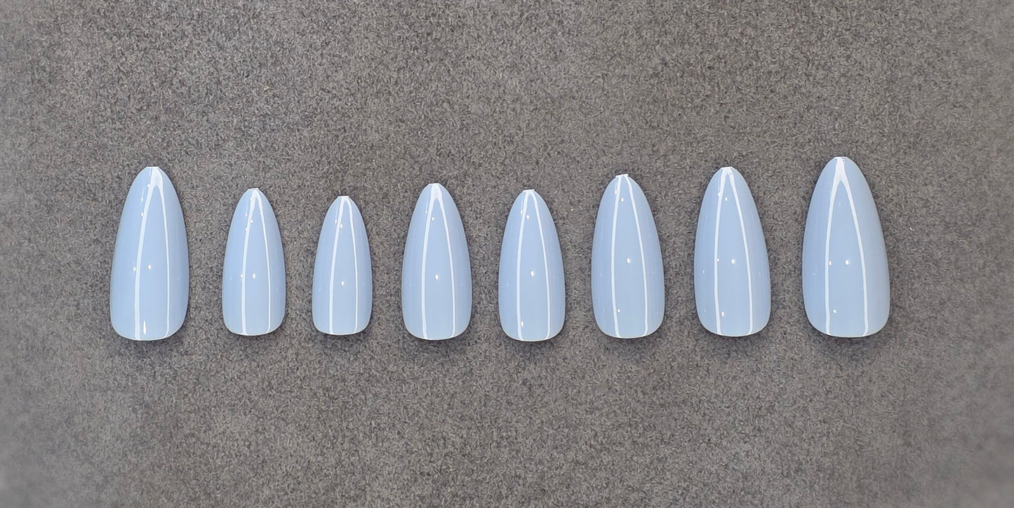 Glossy Periwinkle Almond Nails
