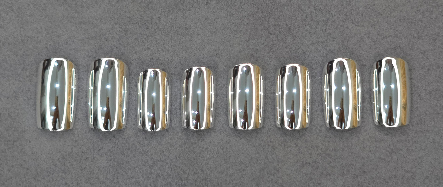 Mirror Chrome Silver Nails