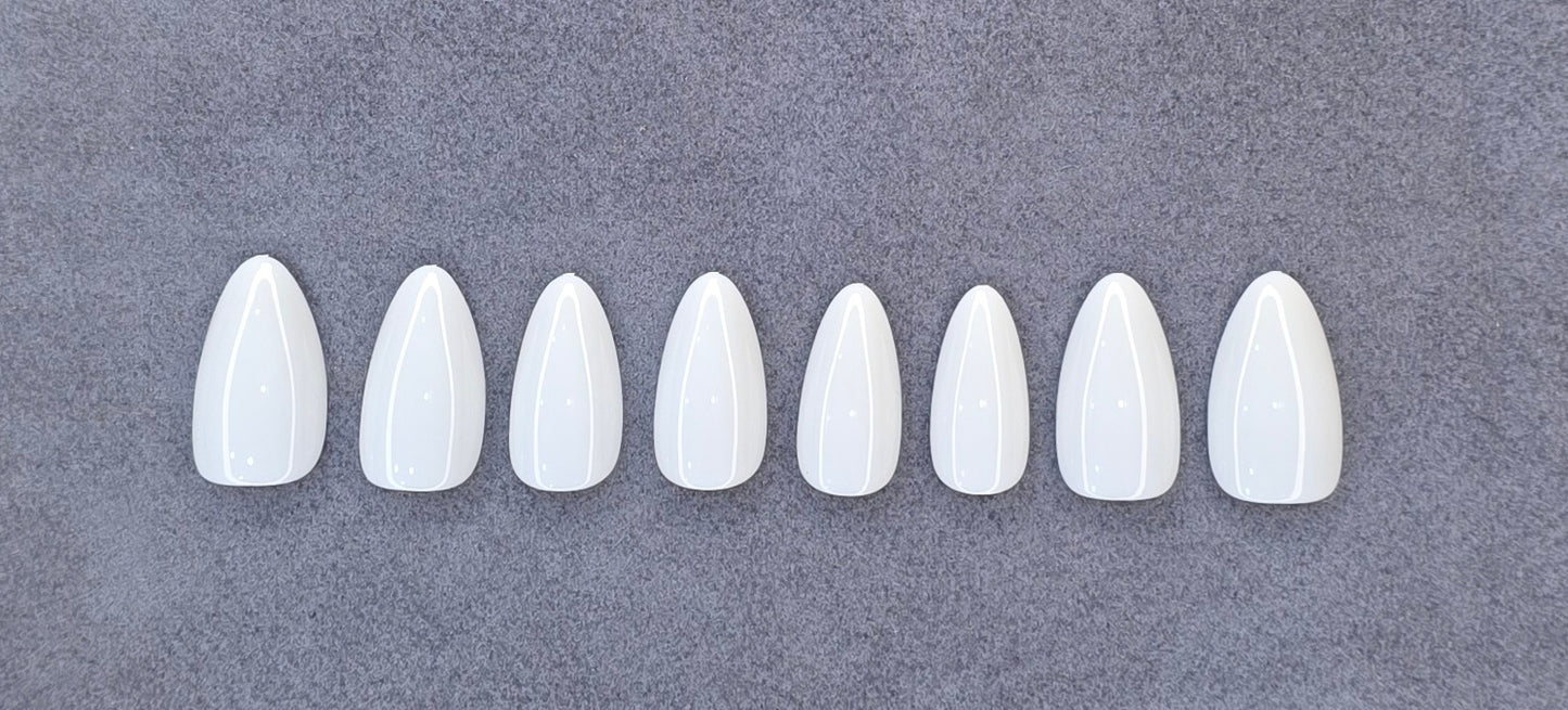 Classic White Almond Nails