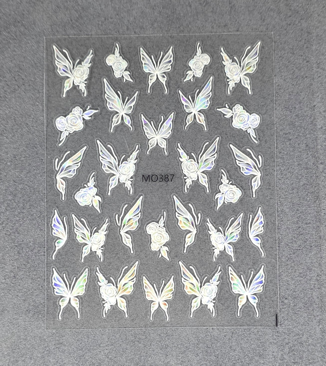 Holographic Butterfly & Rose Nail Stickers