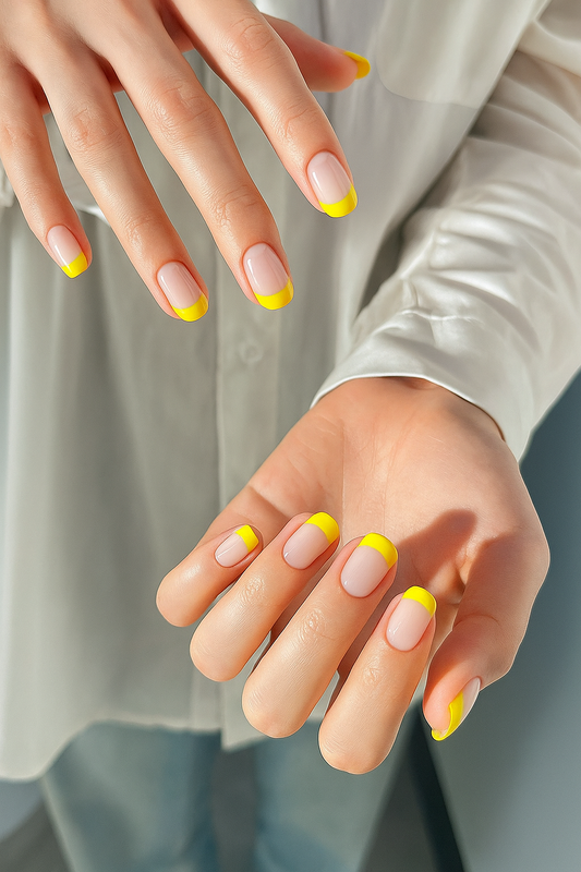 Sunny Yellow French Tip Nails