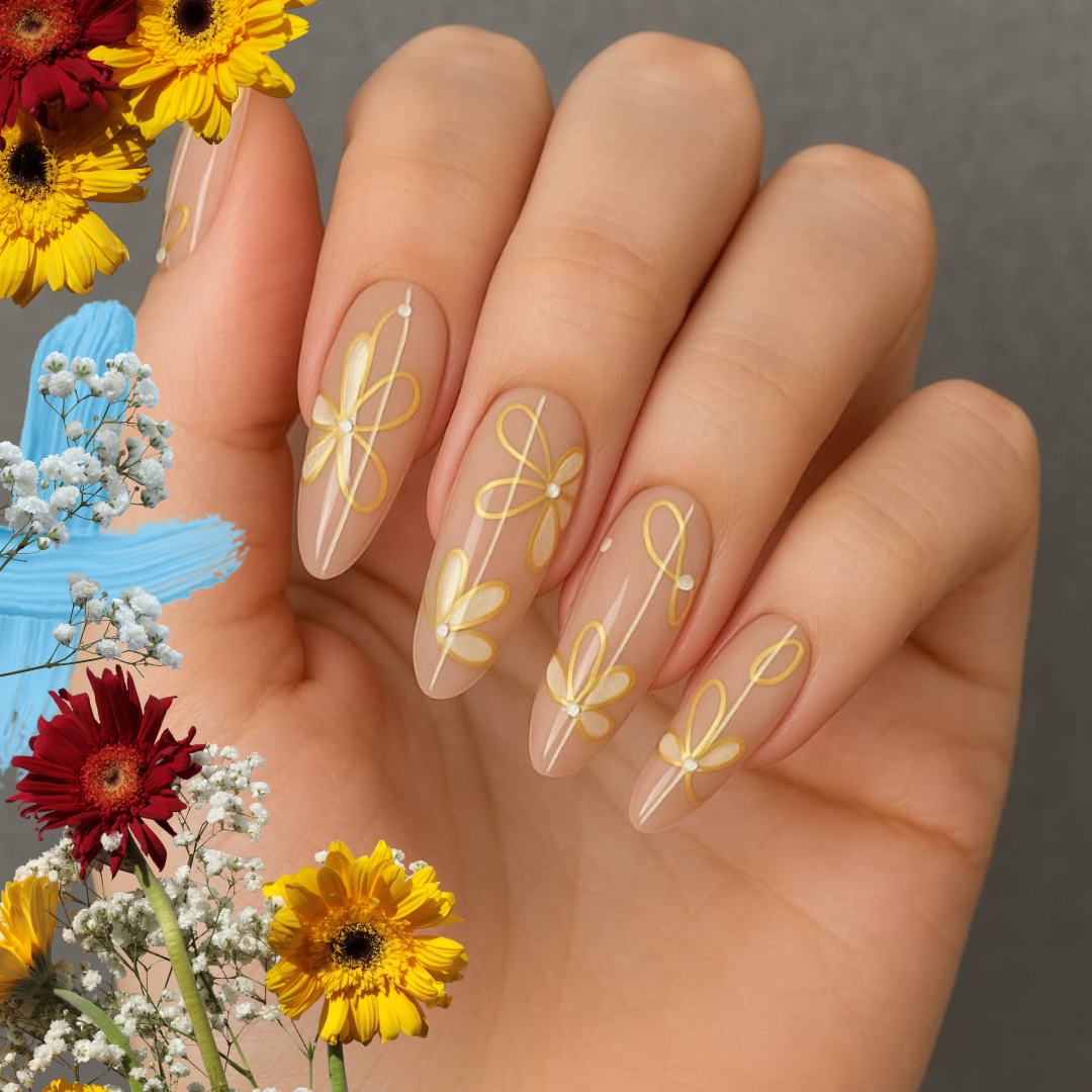 Elegant French Daisy Nails