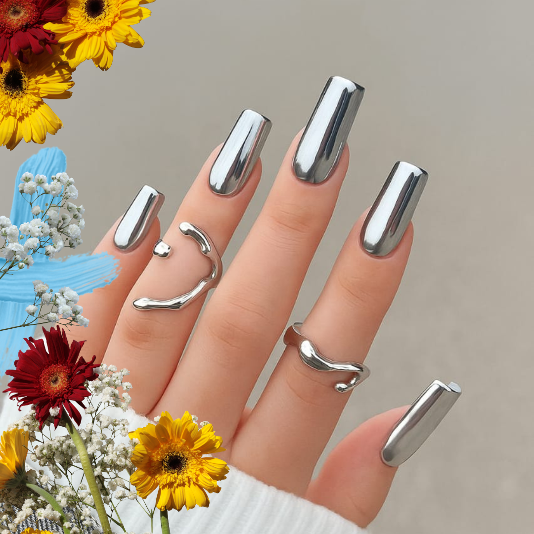 Mirror Chrome Silver Nails