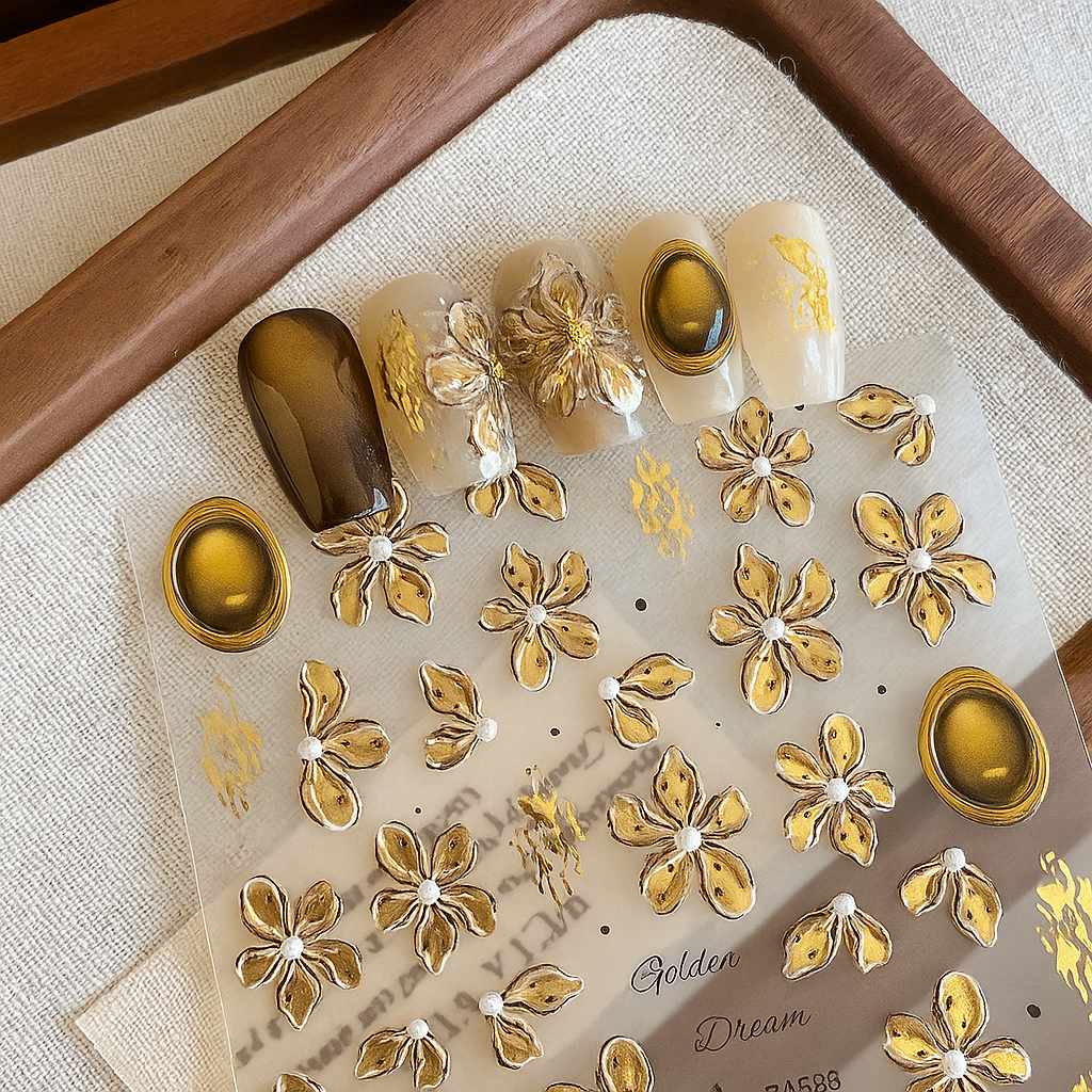 Sunflower Glow Abstract Nail Sticker