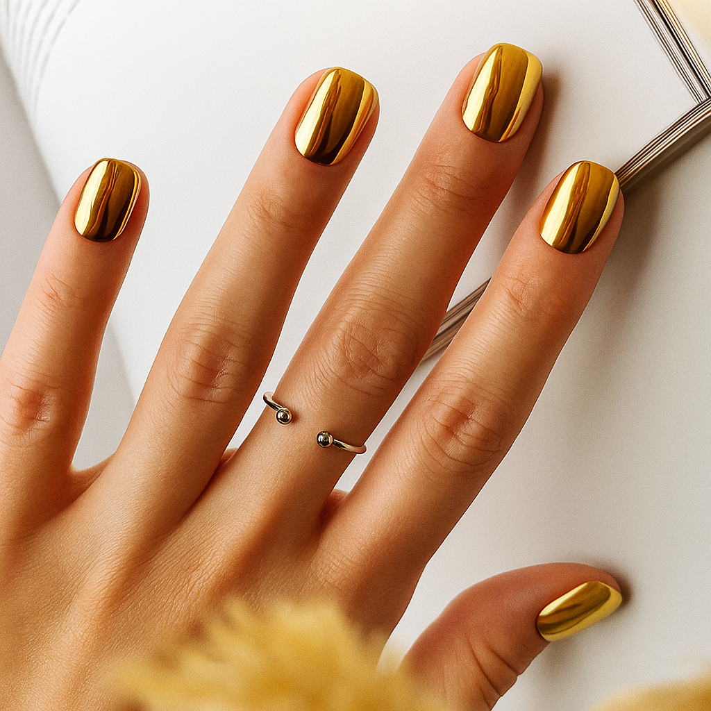 Gold Chrome Mirror Nails