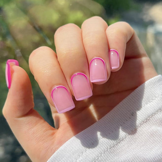 Neon Pink Outline Nail Art