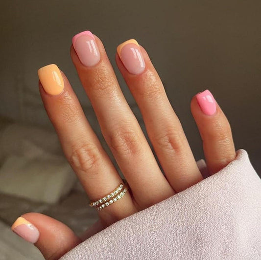 Peach & Pink French Tip Nails
