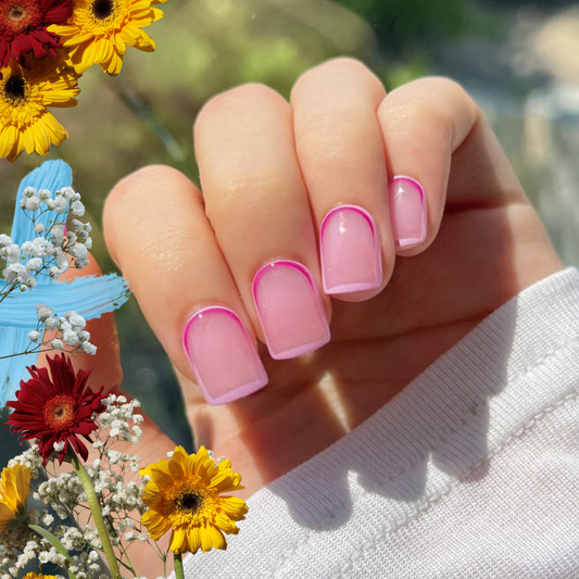 Neon Pink Outline Nail Art