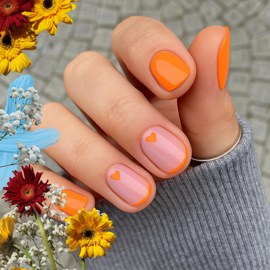 Citrus Heart French Tips