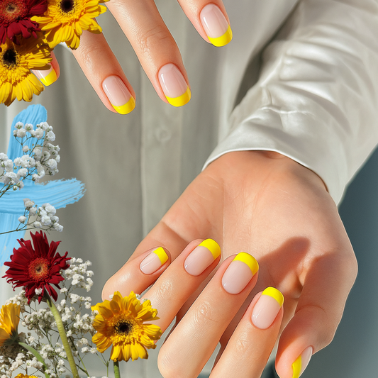 Sunny Yellow French Tip Nails