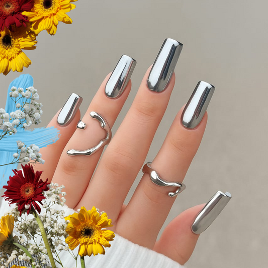 Mirror Chrome Silver Nails