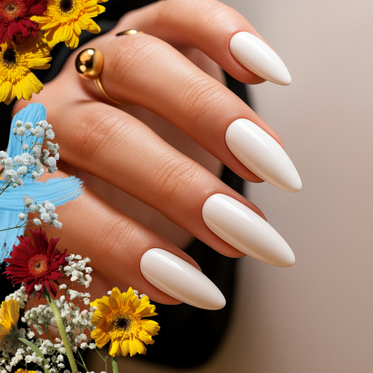 Classic White Almond Nails