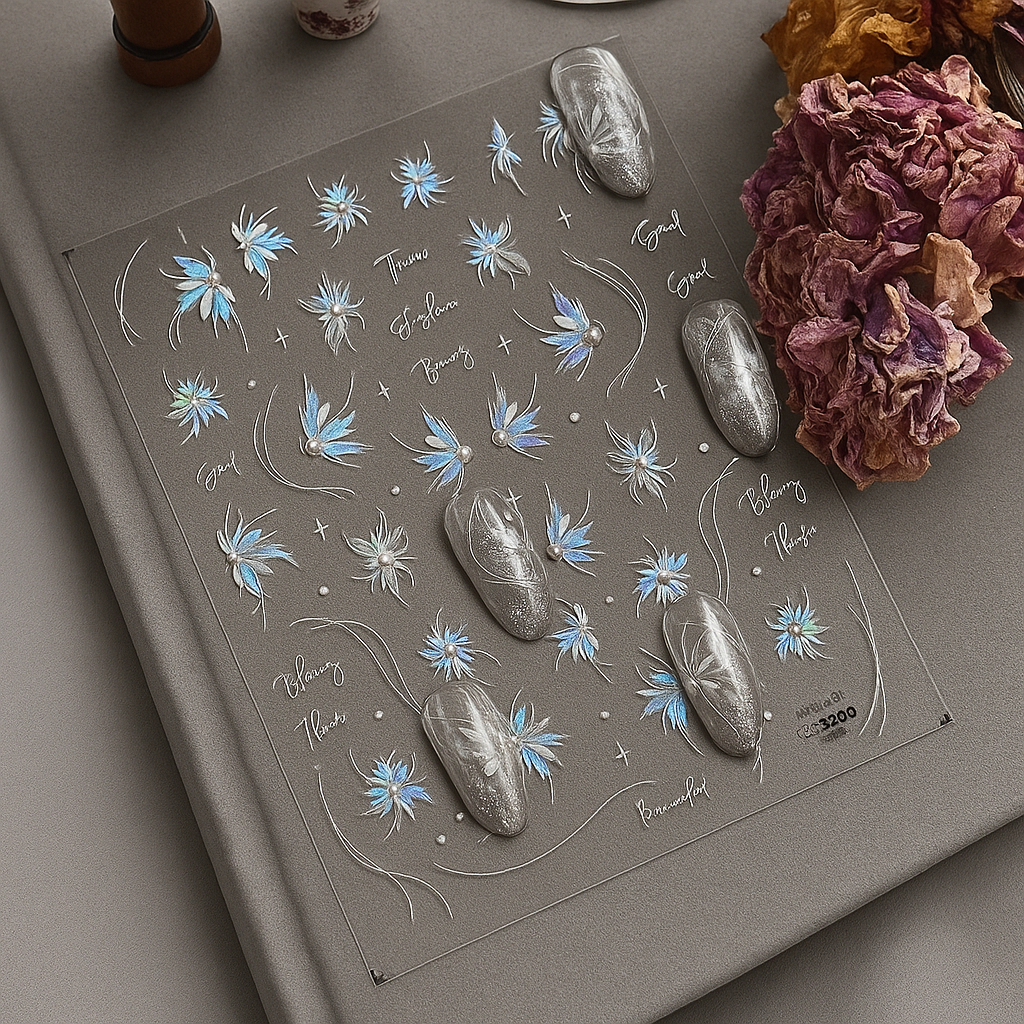 Holographic Bloom Nail Stickers