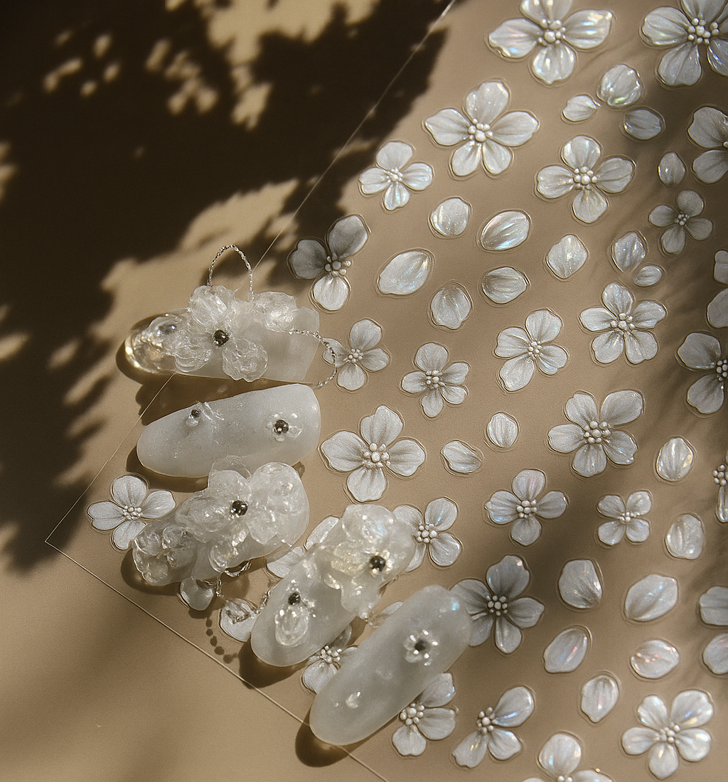 Pearl Bloom 3D Nail Sticker