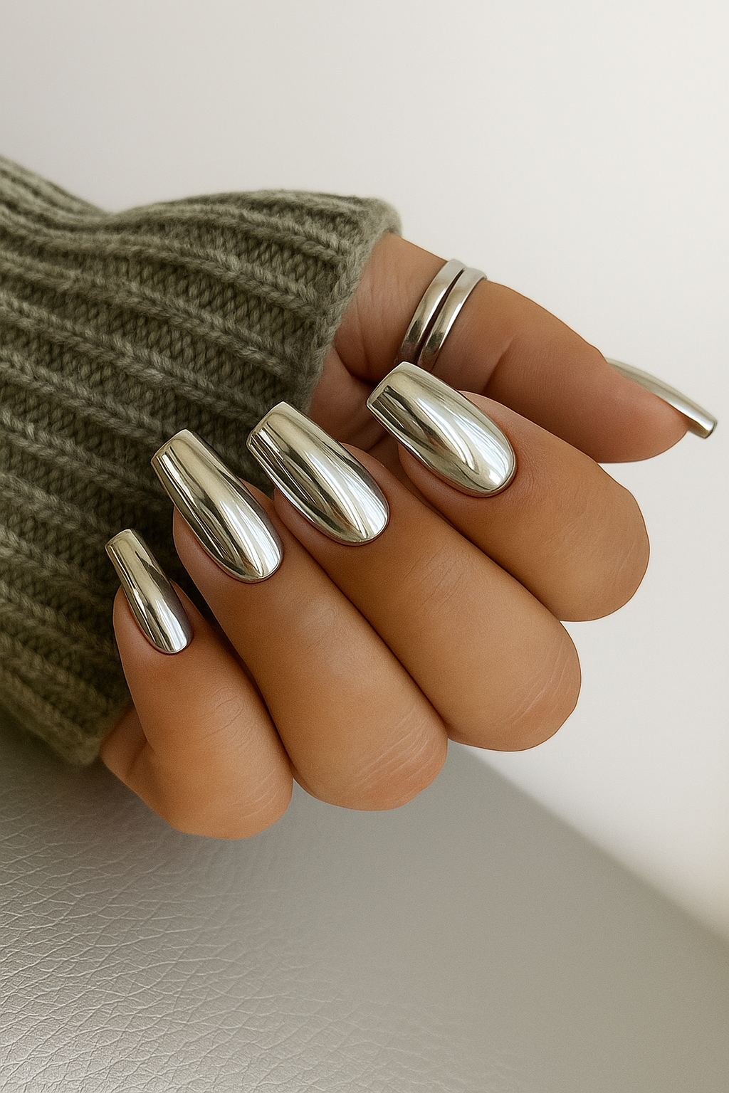 Mirror Chrome Silver Nails