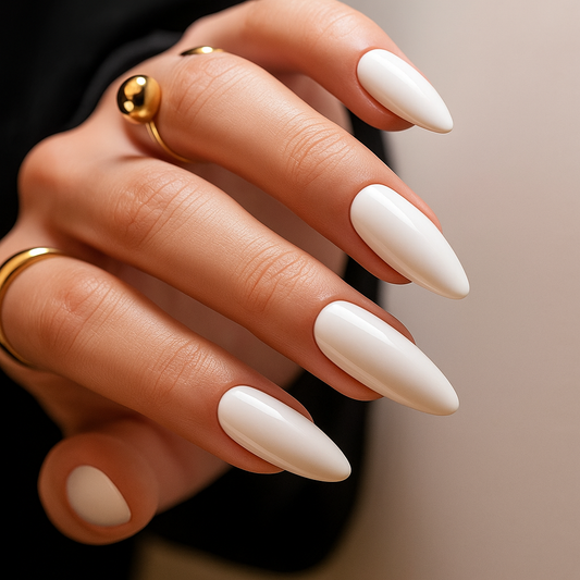 Classic White Almond Nails